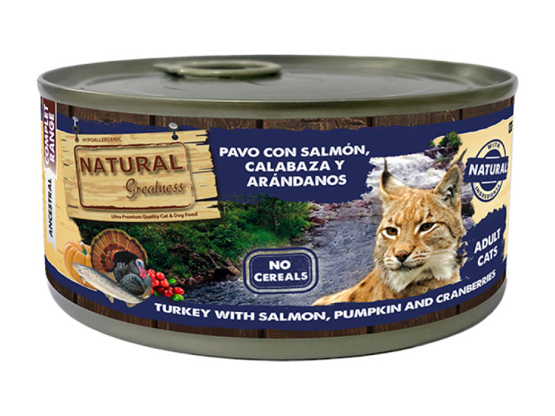 Natural Greatness Wetfood Cat – Peru & Salmão com Abóbora & Arandos