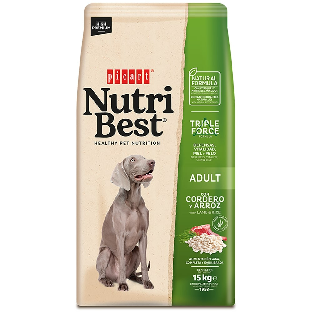 Picart Nutribest - Ração seca para cão adulto de Cordeiro e arroz