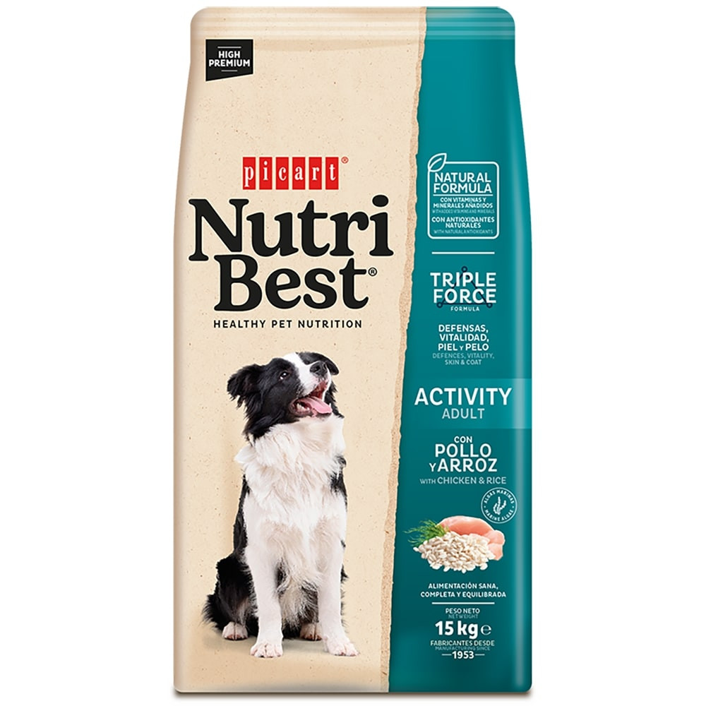 Picart Nutribest Activity - Ração seca para cão adulto ativo de Frango e arroz