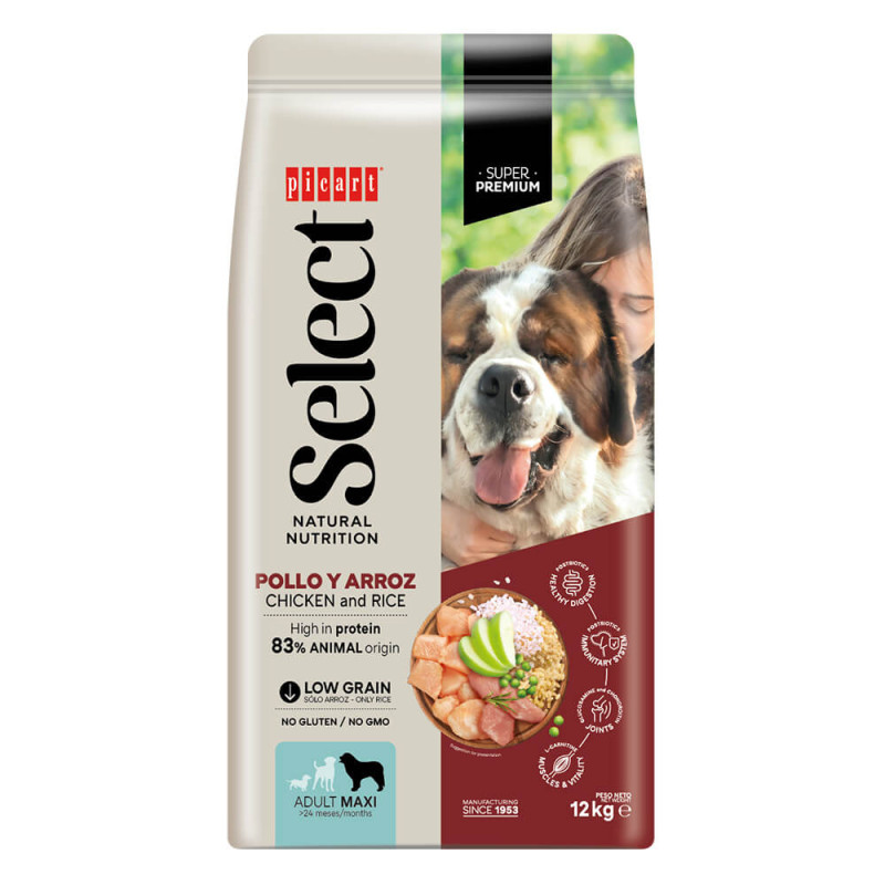 Picart Select Maxi - Ração seca para cão adulto grande de Frango e arroz