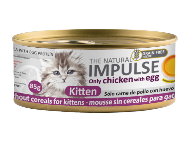Impulse Cat Kitten – Mousse sem cereais com frango e ovo para gatinhos